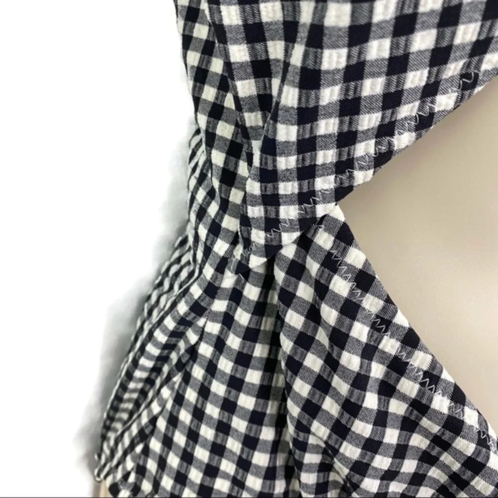Jessica Simpson Black & White Checkered Retro One Piece Swimsuit Cut Out Mid
